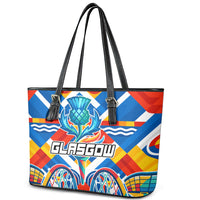 Glasgow 2026 Scotland Leather Tote Bag Thistle Vibrant Tartan Cartoon Character