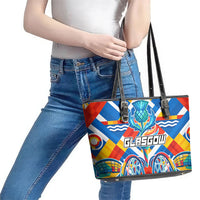 Glasgow 2026 Scotland Leather Tote Bag Thistle Vibrant Tartan Cartoon Character
