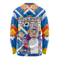 Glasgow 2026 Scotland Long Sleeve Shirt Thistle Vibrant Tartan Cartoon Character