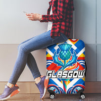 Glasgow 2026 Scotland Luggage Cover Thistle Vibrant Tartan Cartoon Character