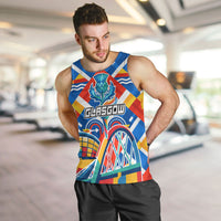 Glasgow 2026 Scotland Men Tank Top Thistle Vibrant Tartan Cartoon Character