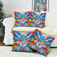 Glasgow 2026 Scotland Pillow Cover Thistle Vibrant Tartan Cartoon Character