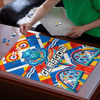 Glasgow 2026 Scotland Puzzle Thistle Vibrant Tartan Cartoon Character