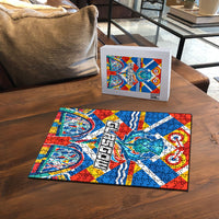 Glasgow 2026 Scotland Puzzle Thistle Vibrant Tartan Cartoon Character