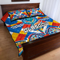 Glasgow 2026 Scotland Quilt Bed Set Thistle Vibrant Tartan Cartoon Character