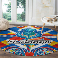 Glasgow 2026 Scotland Round Carpet Thistle Vibrant Tartan Cartoon Character