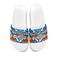 Glasgow 2026 Scotland Slide Sandals Thistle Vibrant Tartan Cartoon Character