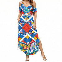 Glasgow 2026 Scotland Summer Maxi Dress Thistle Vibrant Tartan Cartoon Character