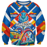 Glasgow 2026 Scotland Sweatshirt Thistle Vibrant Tartan Cartoon Character