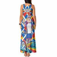 Glasgow 2026 Scotland Tank Maxi Dress Thistle Vibrant Tartan Cartoon Character
