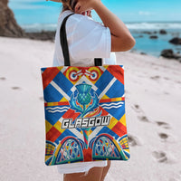 Glasgow 2026 Scotland Tote Bag Thistle Vibrant Tartan Cartoon Character