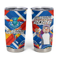 Glasgow 2026 Scotland Tumbler Cup Thistle Vibrant Tartan Cartoon Character