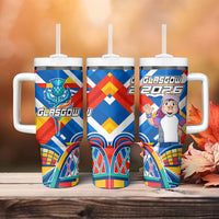 Glasgow 2026 Scotland Tumbler With Handle Thistle Vibrant Tartan Cartoon Character