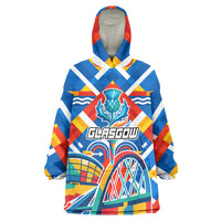 Glasgow 2026 Scotland Wearable Blanket Hoodie Thistle Vibrant Tartan Cartoon Character