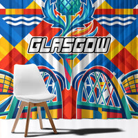 Glasgow 2026 Scotland Window Curtain Thistle Vibrant Tartan Cartoon Character