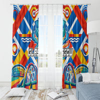 Glasgow 2026 Scotland Window Curtain Thistle Vibrant Tartan Cartoon Character