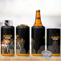 La Merce Festival Barcelona 4 in 1 Can Cooler Tumbler Catalan Tradition Celebration Sagrada Familia Fireworks Art