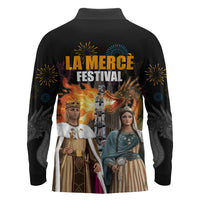 La Merce Festival Barcelona Long Sleeve Polo Shirt Catalan Tradition Celebration Sagrada Familia Fireworks Art