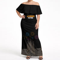 La Merce Festival Barcelona Off Shoulder Maxi Dress Catalan Tradition Celebration Sagrada Familia Fireworks Art