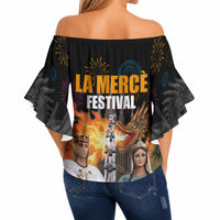 La Merce Festival Barcelona Off Shoulder Wrap Waist Top Catalan Tradition Celebration Sagrada Familia Fireworks Art