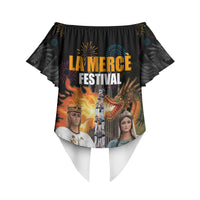 La Merce Festival Barcelona Off Shoulder Wrap Waist Top Catalan Tradition Celebration Sagrada Familia Fireworks Art