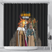 La Merce Festival Barcelona Shower Curtain Catalan Tradition Celebration Sagrada Familia Fireworks Art