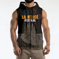 La Merce Festival Barcelona Sleeveless Zip Hoodie Catalan Tradition Celebration Sagrada Familia Fireworks Art