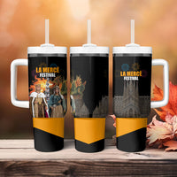 La Merce Festival Barcelona Tumbler With Handle Catalan Tradition Celebration Sagrada Familia Fireworks Art