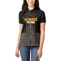 La Merce Festival Barcelona Women Polo Shirt Catalan Tradition Celebration Sagrada Familia Fireworks Art