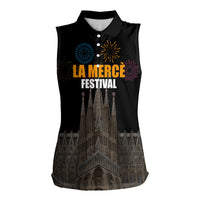 La Merce Festival Barcelona Women Sleeveless Polo Shirt Catalan Tradition Celebration Sagrada Familia Fireworks Art