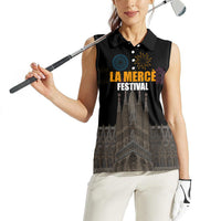 La Merce Festival Barcelona Women Sleeveless Polo Shirt Catalan Tradition Celebration Sagrada Familia Fireworks Art