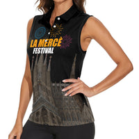 La Merce Festival Barcelona Women Sleeveless Polo Shirt Catalan Tradition Celebration Sagrada Familia Fireworks Art