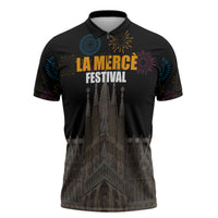 La Merce Festival Barcelona Zipper Polo Shirt Catalan Tradition Celebration Sagrada Familia Fireworks Art