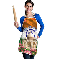 India Flag Peacock Apron Vibrant Cultural Indian Taj Mahal Lotus