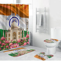 India Flag Peacock Bathroom Set Vibrant Cultural Indian Taj Mahal Lotus