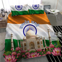 India Flag Peacock Bedding Set Vibrant Cultural Indian Taj Mahal Lotus