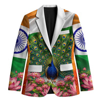 India Flag Peacock Blazer Vibrant Cultural Indian Taj Mahal Lotus