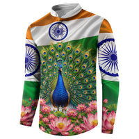 India Flag Peacock Button Sweatshirt Vibrant Cultural Indian Taj Mahal Lotus