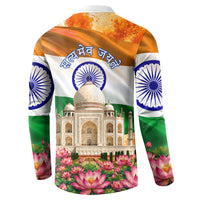 India Flag Peacock Button Sweatshirt Vibrant Cultural Indian Taj Mahal Lotus