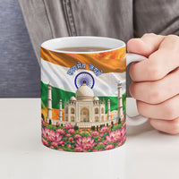 India Flag Peacock Ceramic Mug Vibrant Cultural Indian Taj Mahal Lotus