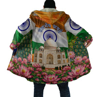 India Flag Peacock Cloak Vibrant Cultural Indian Taj Mahal Lotus