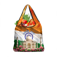India Flag Peacock Grocery Bag Vibrant Cultural Indian Taj Mahal Lotus