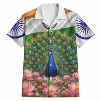 India Flag Peacock Hawaiian Shirt Vibrant Cultural Indian Taj Mahal Lotus