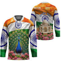 India Flag Peacock Hockey Jersey Vibrant Cultural Indian Taj Mahal Lotus