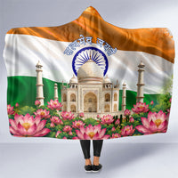 India Flag Peacock Hooded Blanket Vibrant Cultural Indian Taj Mahal Lotus