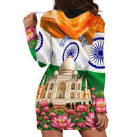India Flag Peacock Hoodie Dress Vibrant Cultural Indian Taj Mahal Lotus