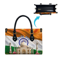 India Flag Peacock Leather Bag Vibrant Cultural Indian Taj Mahal Lotus