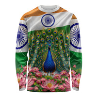 India Flag Peacock Long Sleeve Shirt Vibrant Cultural Indian Taj Mahal Lotus