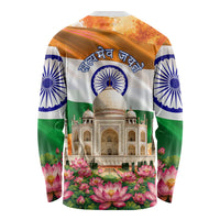 India Flag Peacock Long Sleeve Shirt Vibrant Cultural Indian Taj Mahal Lotus