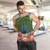 India Flag Peacock Men Tank Top Vibrant Cultural Indian Taj Mahal Lotus